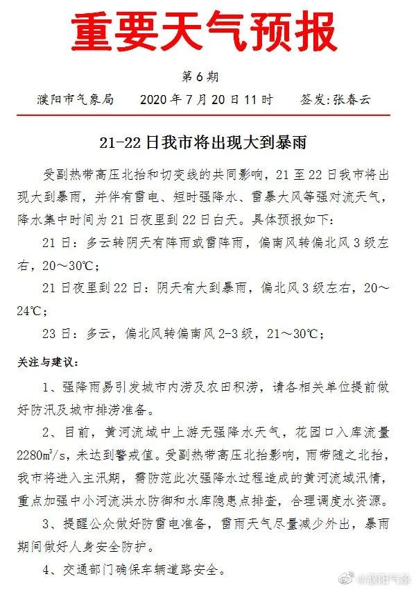 濮阳今天的天气预报今日情况