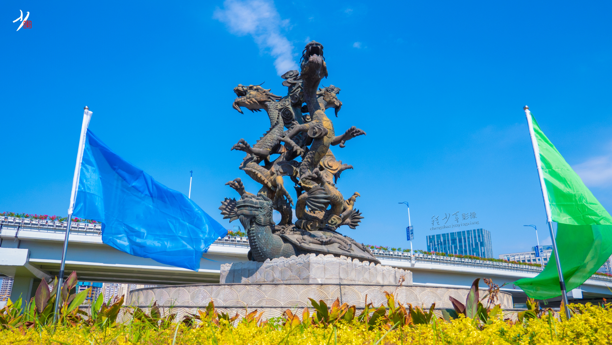 十龙聚龟,赣州标志性城市雕塑之一,曾被评选为全国十大丑陋雕塑