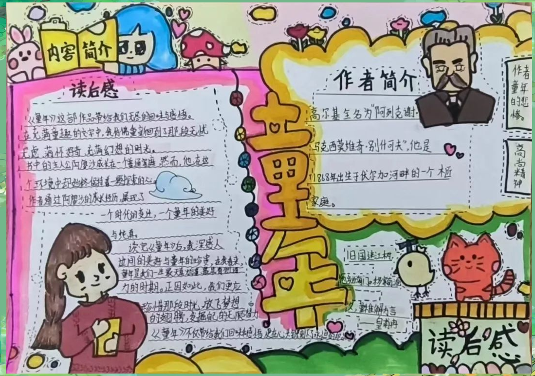 沙洲小学六3班开展《童年》读书卡制作活动,共享阅读好时光