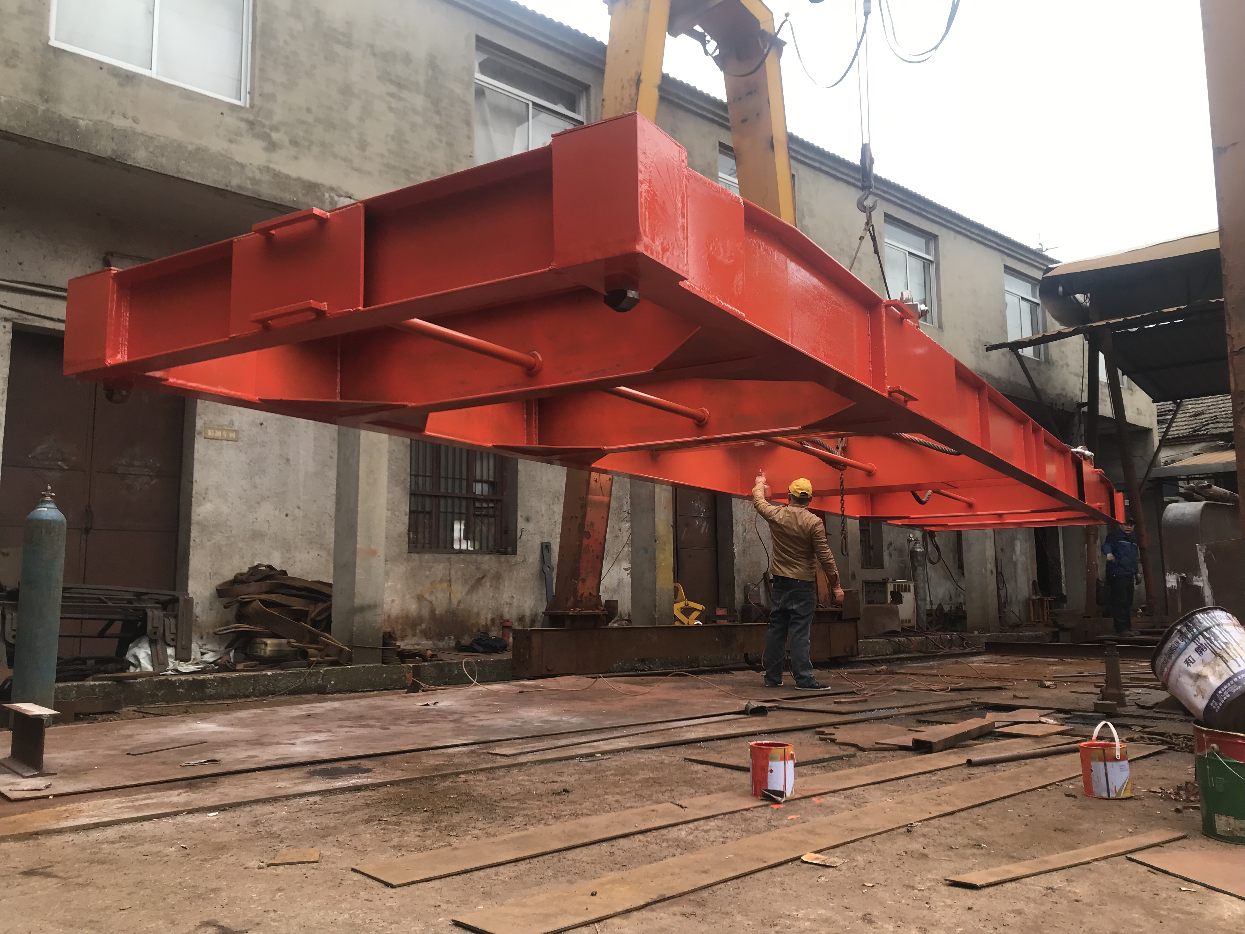 20尺-40尺集装箱专用框架吊梁,无动力吊具锁头自锁吊钩