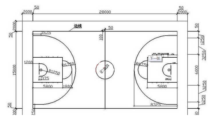篮球场尺寸示意图图片