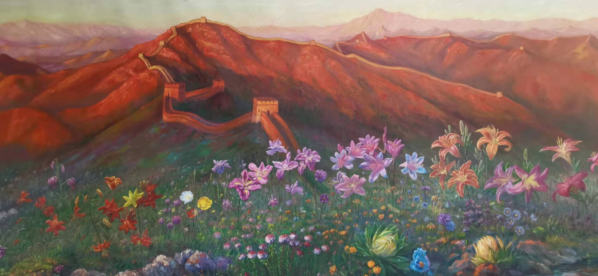 历时2年创作 巨幅长城油画作品《万里长城 中国精神》喜迎冬奥会