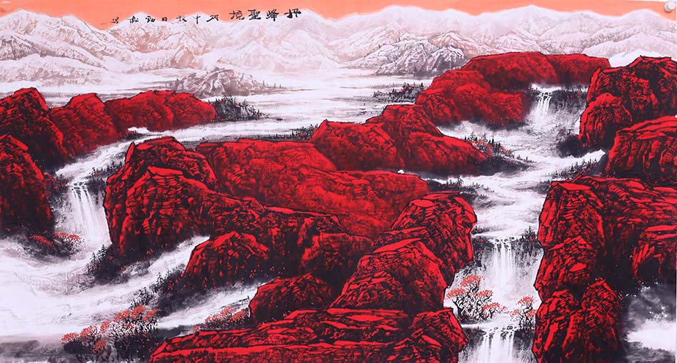 中国红——高劲松山水画作品欣赏