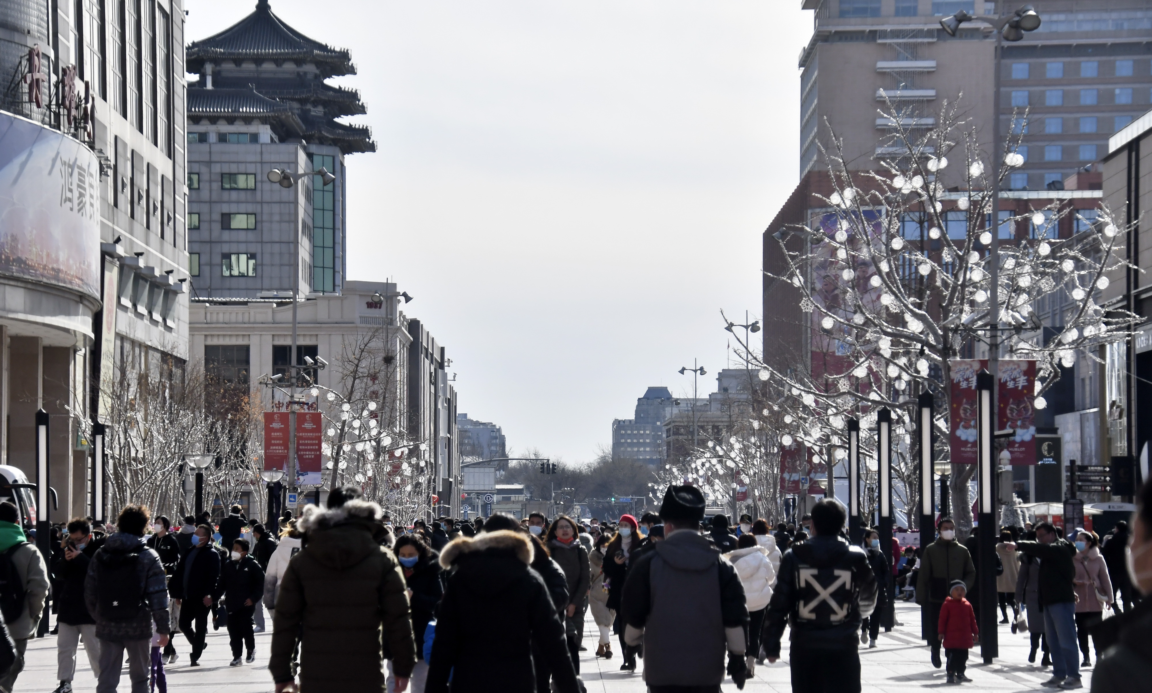 北京王府井大街全景图片