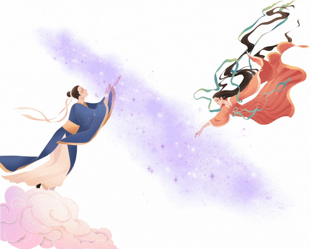 牵牛织女被银河阻隔被迫分离的故事框架己经出现,包括  " 二者相爱