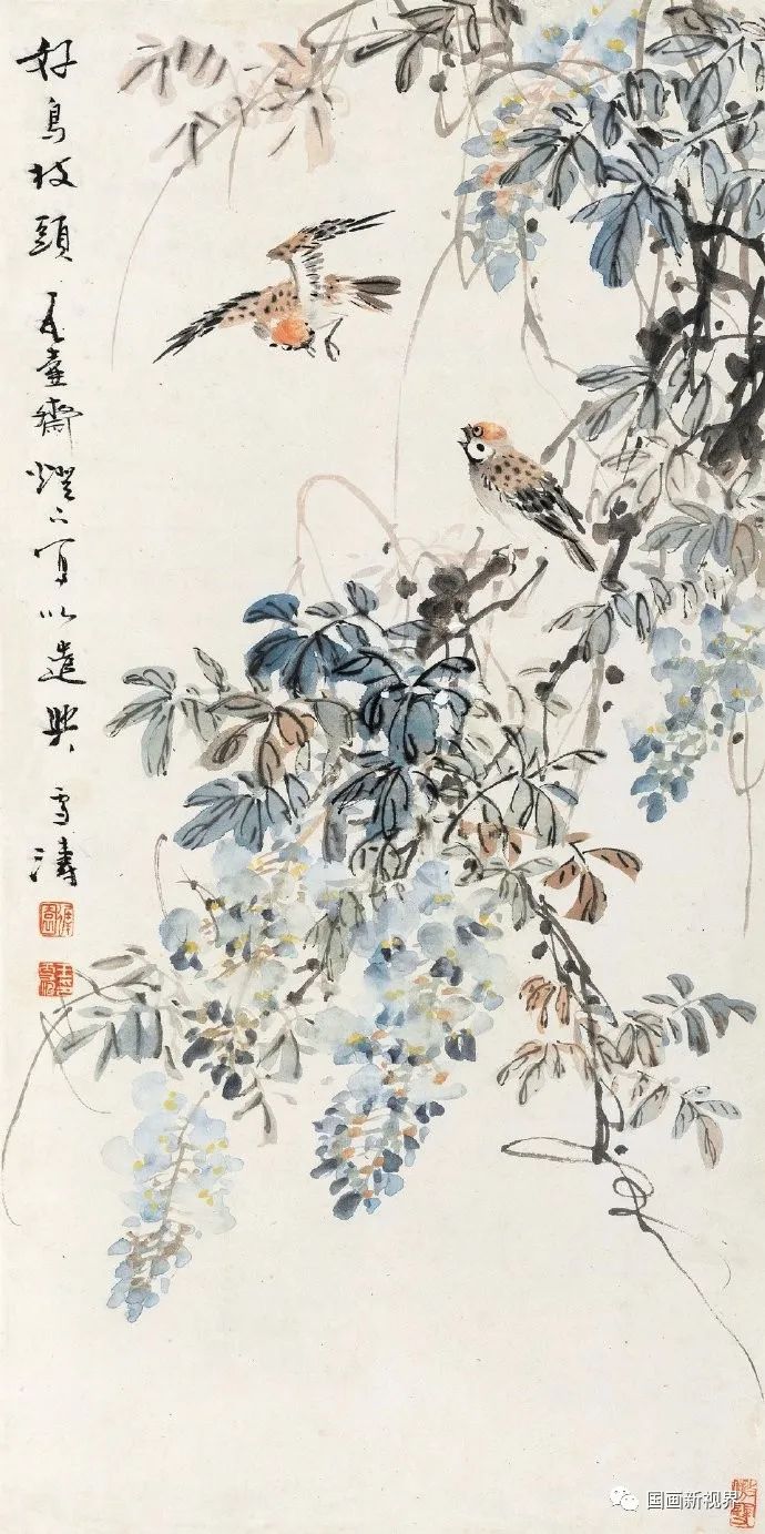 王雪涛画紫藤,太美了!