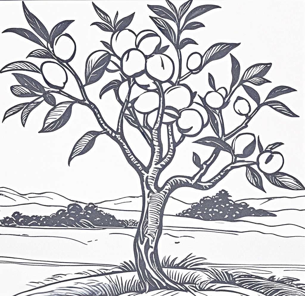 桃树线稿简笔画的详细绘制教程