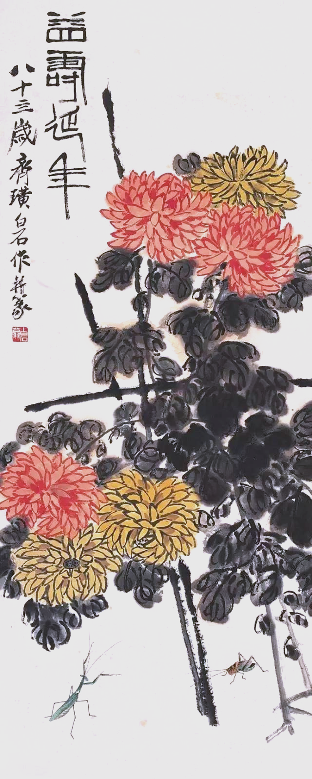 齐白石笔下的菊花,多姿多彩,寓意深远