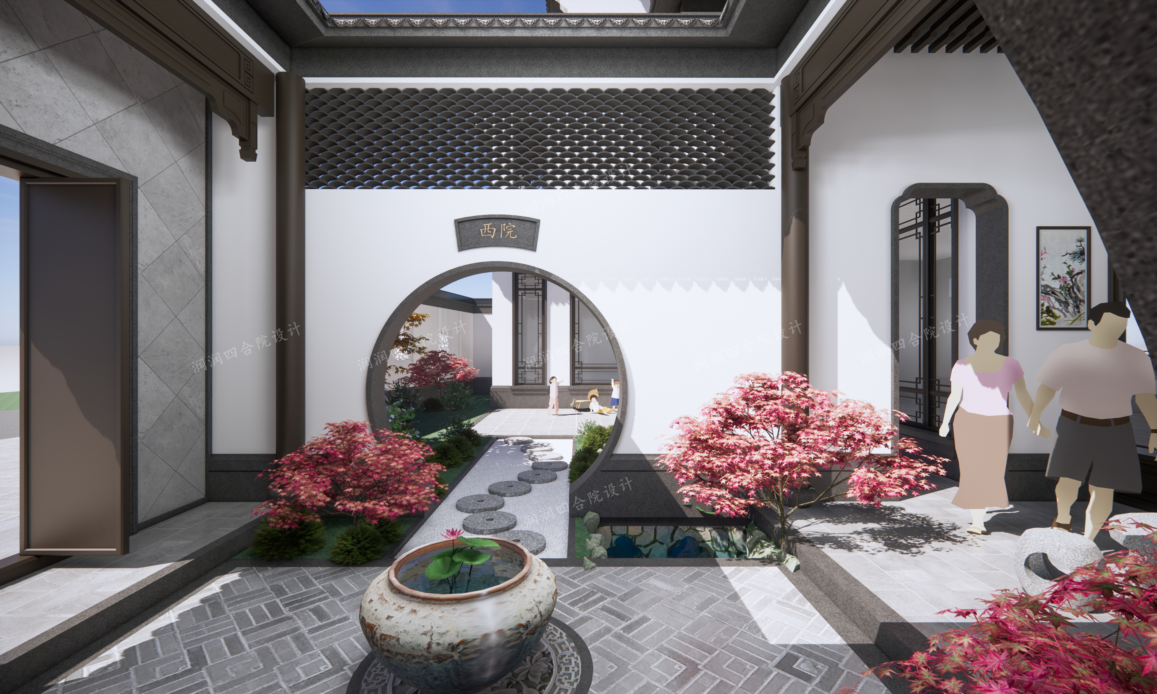 兄弟合建中式庭院别墅兼民宿一户150平米,春节回乡四代同堂