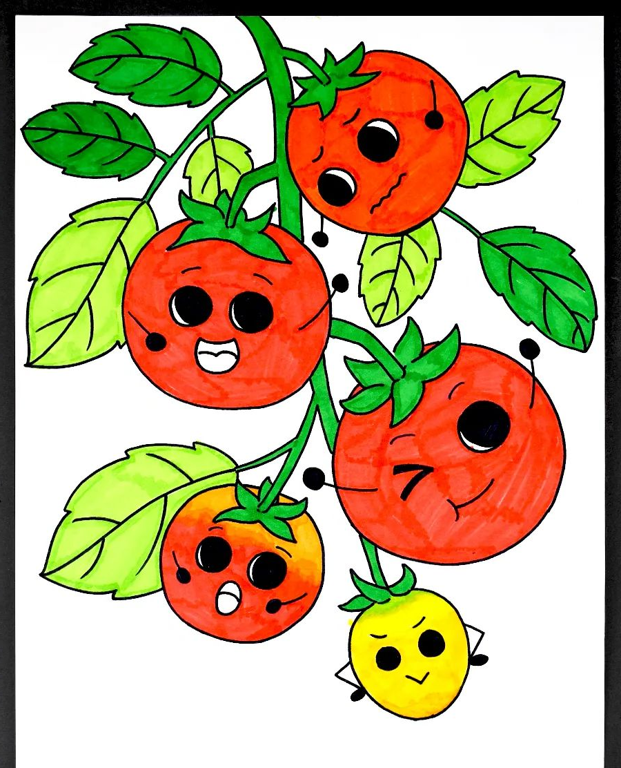 绘画指南:探索西红柿的色彩与表情