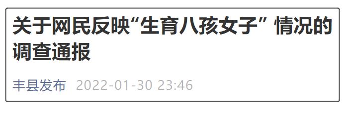 官方深夜发布:关于网民反映'生育八孩女子'情况的调查通报"