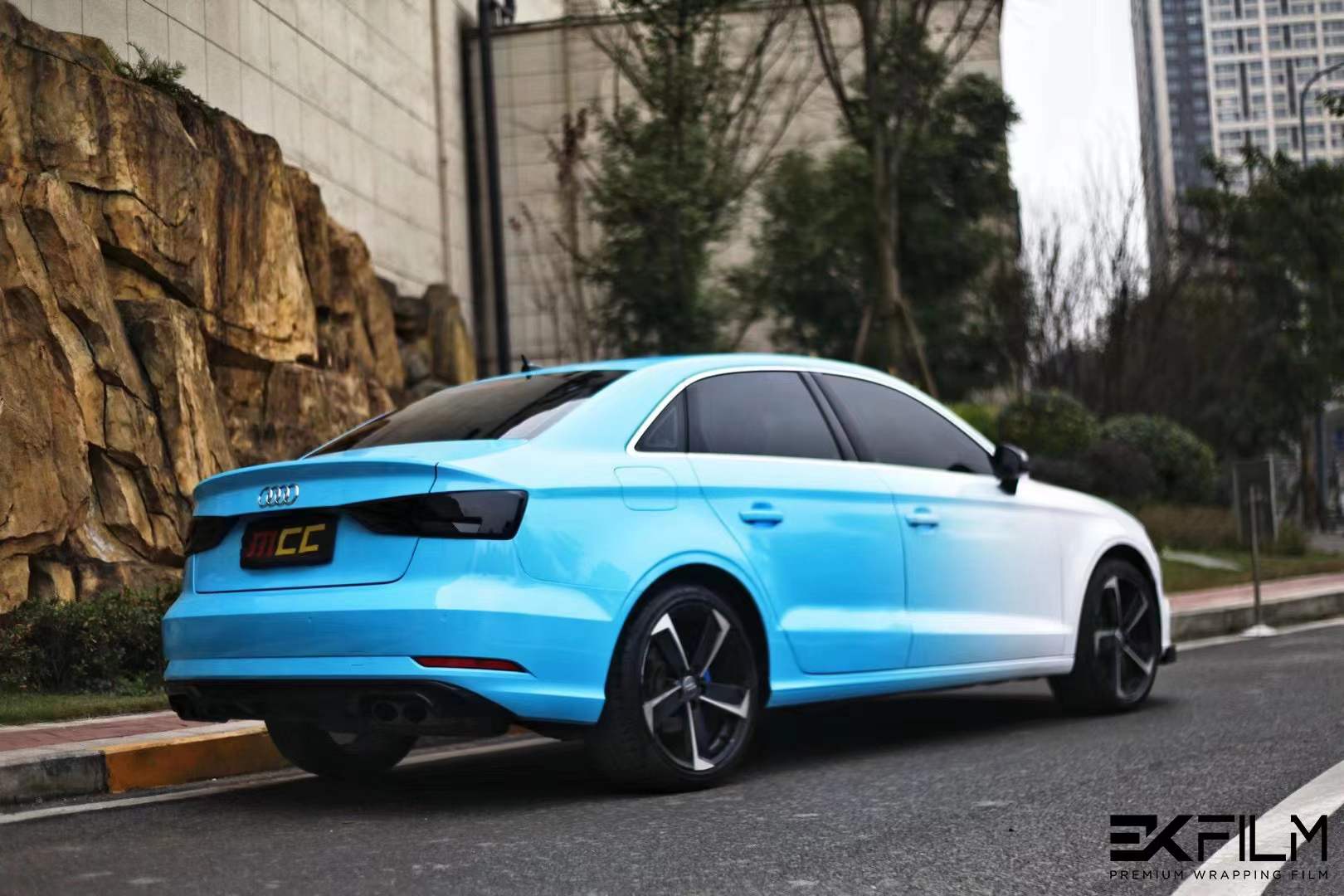 奥迪a3|ekfilm改色膜白蓝渐变