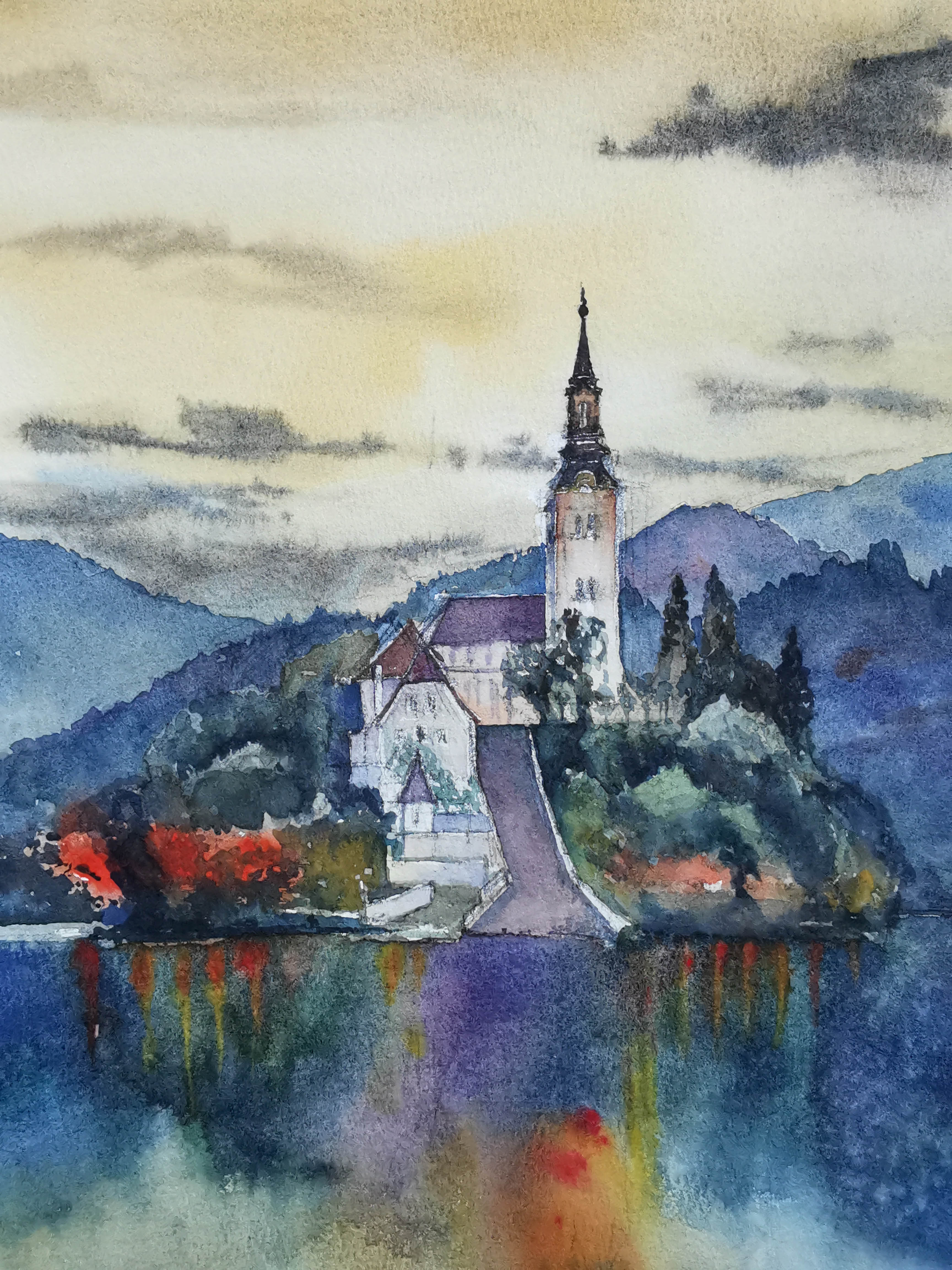 水彩绘画中倒影的基本原理和绘制方法,反影透视的规律和特点