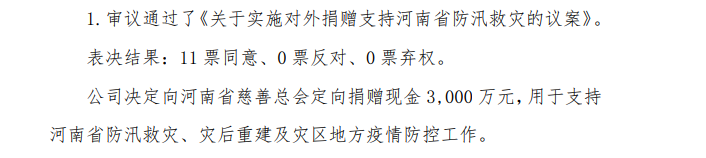 泸州老窖捐赠3000万 支持河南防汛救灾工作