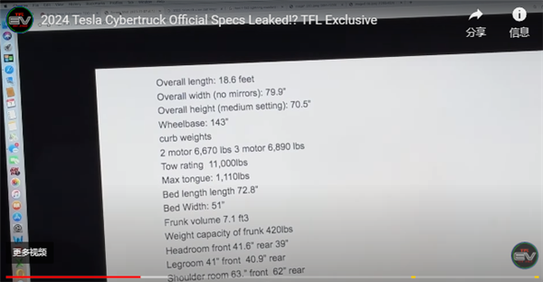 6米!特斯拉cybertruck皮卡详细参数曝光