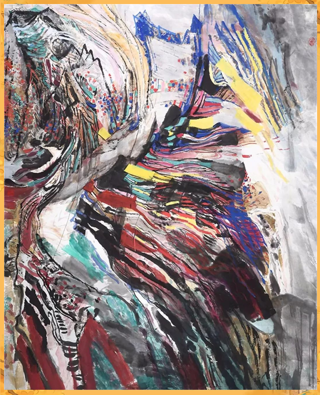 《乌镇》纸本设色作品,尺寸为144cm×184cm,创作于2006年,展现了石齐