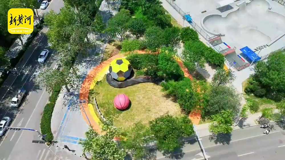 体育运动主题装饰,扮靓济南街头转角景观