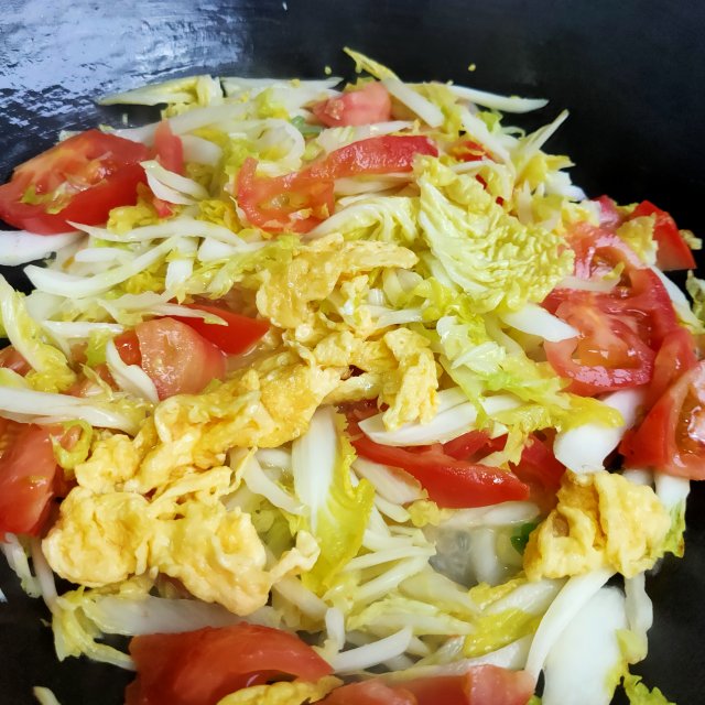 番茄娃娃菜炒鸡蛋,家常下饭菜,鲜香下饭