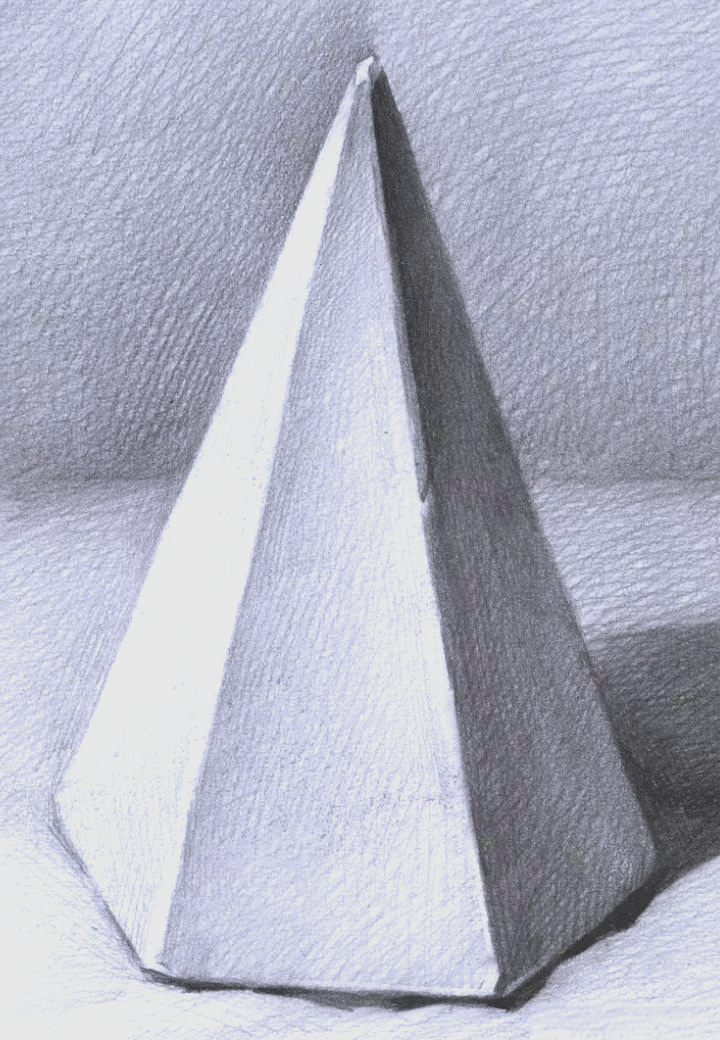 素描第十课:六棱柱体与六棱锥体的绘画技巧