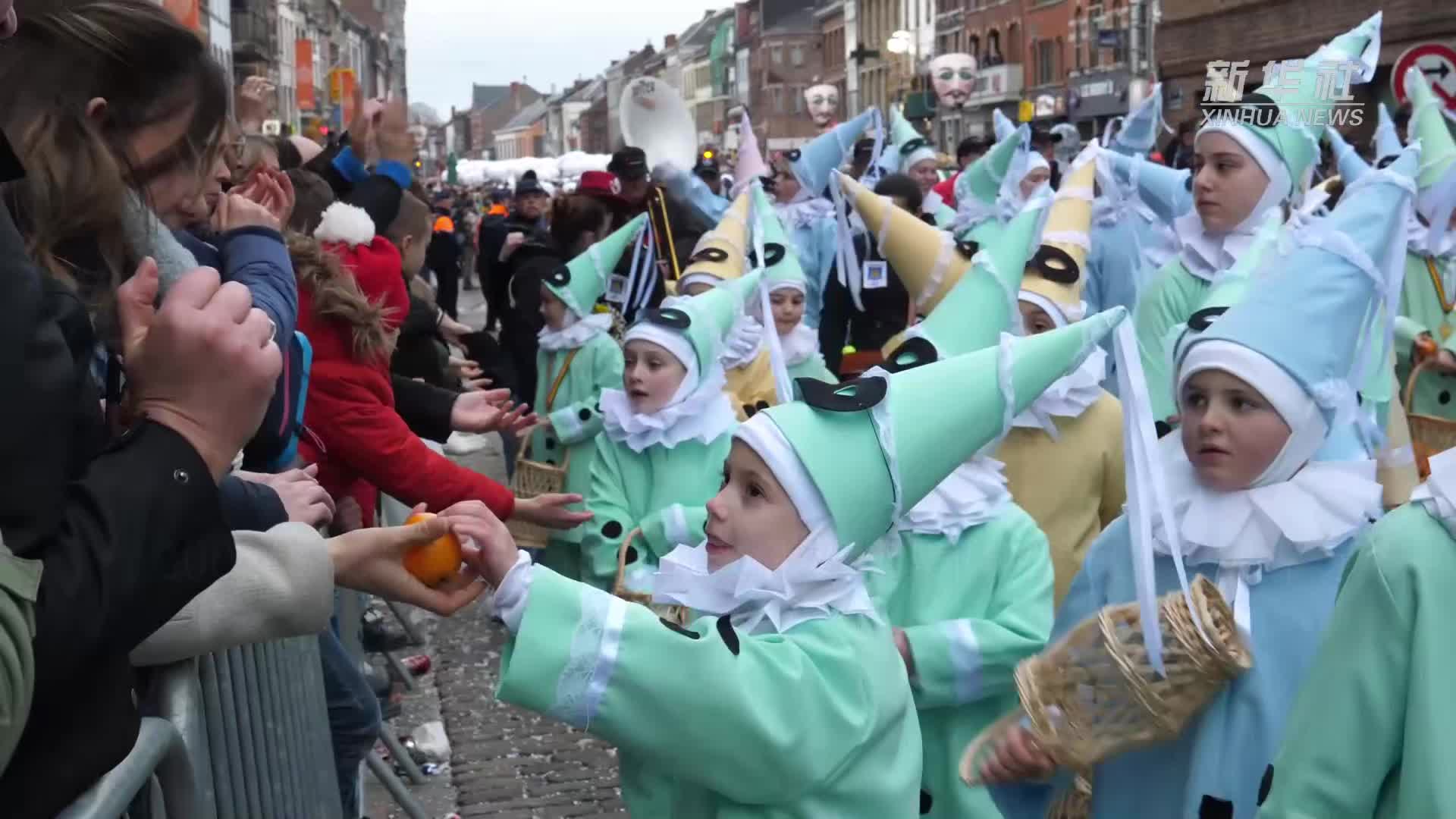 比利时班什狂欢节迎来"血橙盛典"