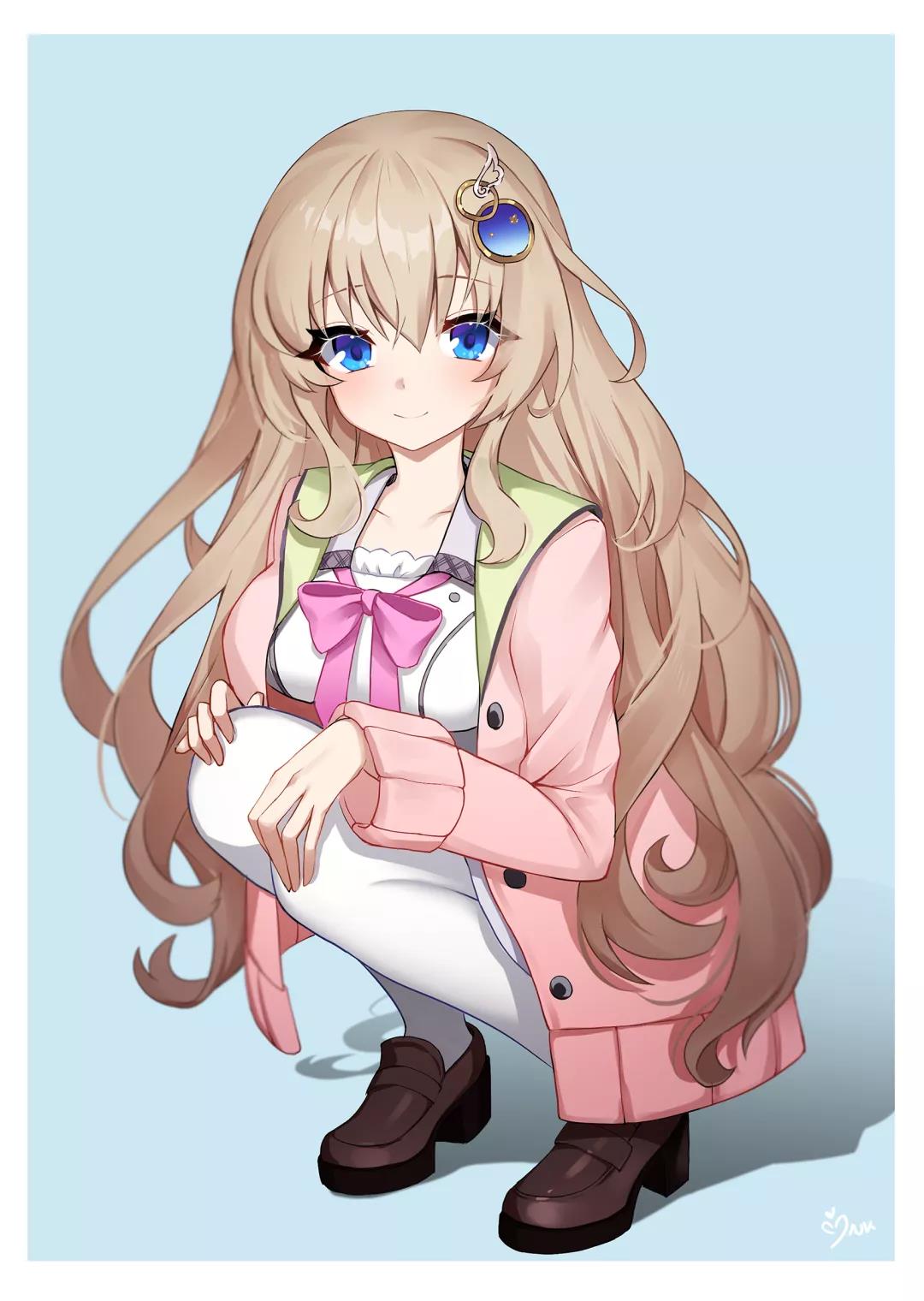 二次元壁纸,蹲姿美美