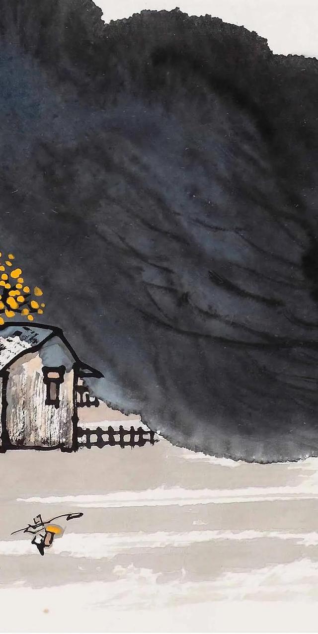 画家刘书民作品《山家冬麓》细节荐赏