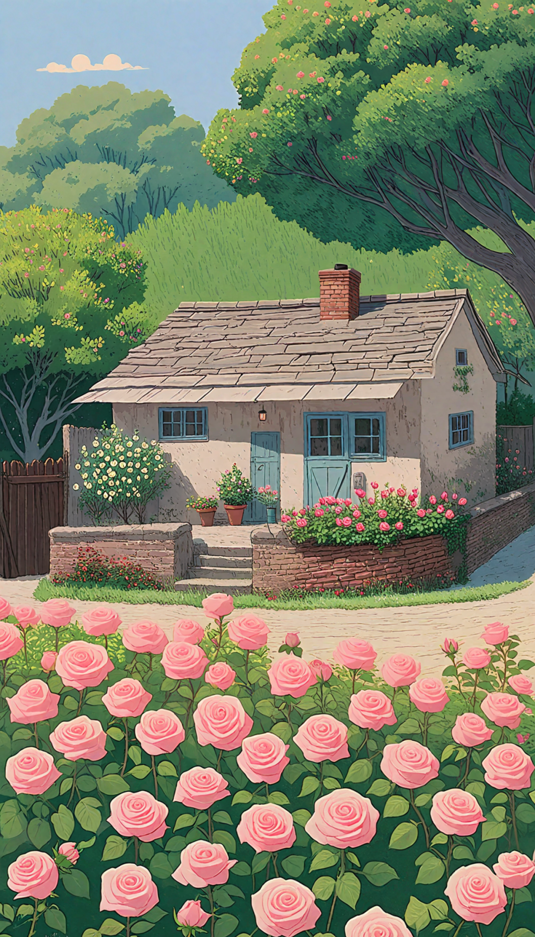 宫崎骏动画风格的秘密花园壁纸,展现自然之美与治愈力量