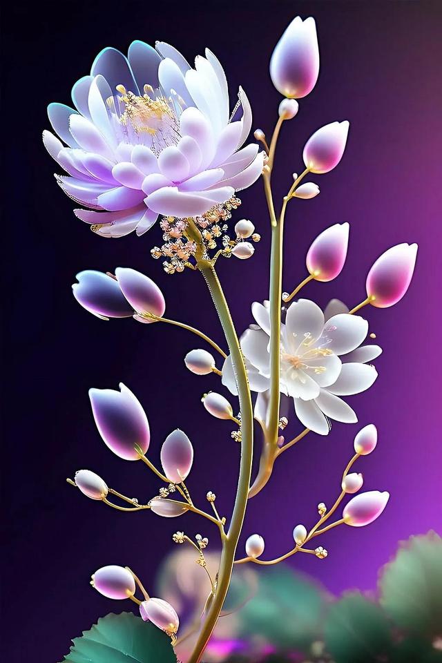 手机壁纸:晶莹剔透的水晶花朵