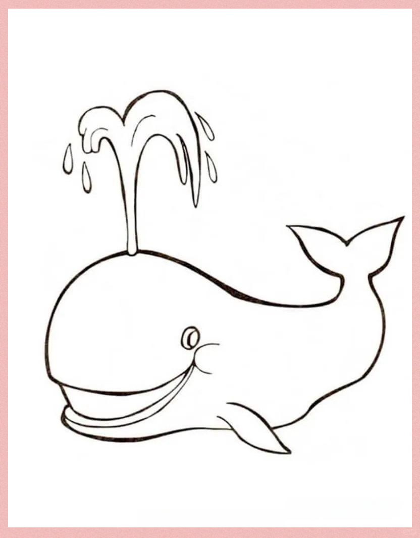 多款鲸鱼卡通儿童涂色简笔画,探索海底世界的色彩!