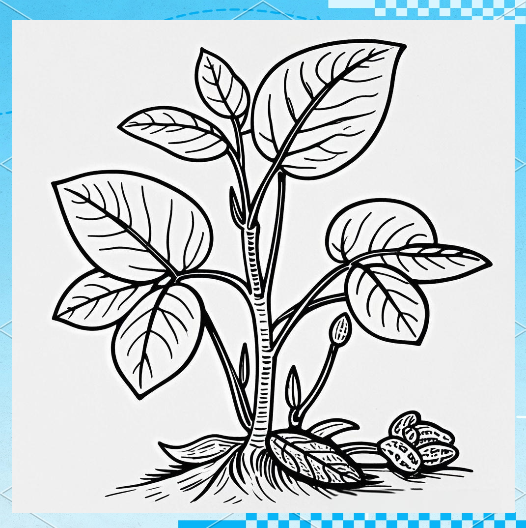 用线描手法画出生机满满的花生苗