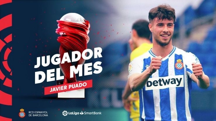 官方:西班牙人边锋普阿多当选西乙4月最佳球员