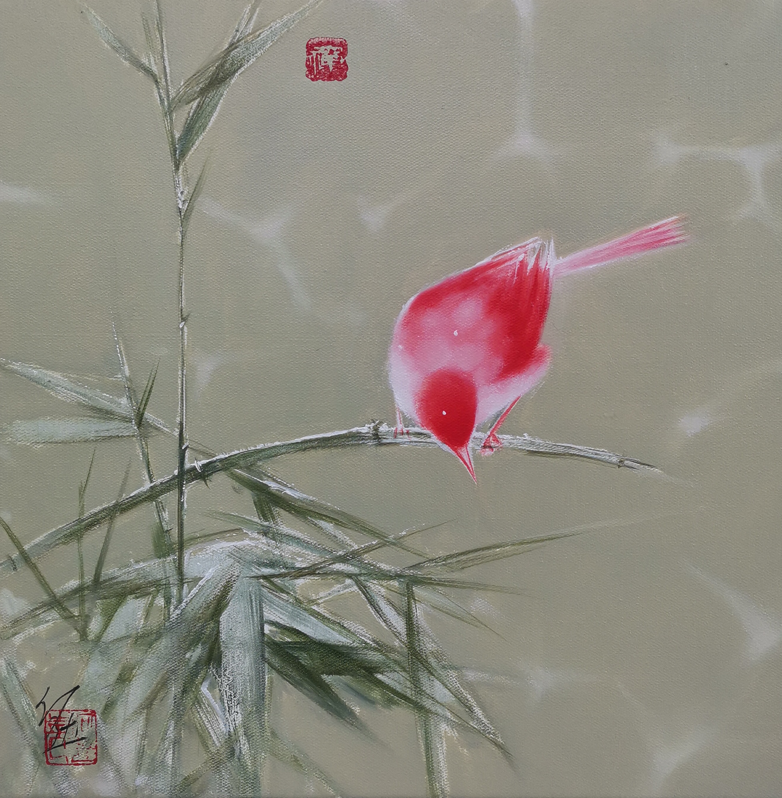 油画名家何达——油画《中国鸟——禅意系列》