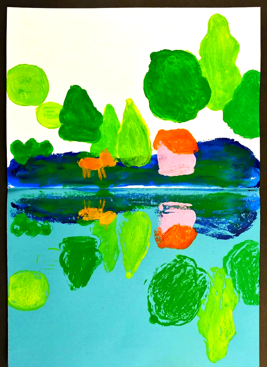 水粉画教程:探索湖边风景的倒影之美