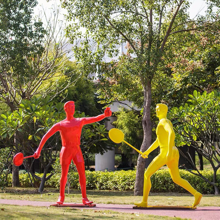 打羽毛球人物雕塑,公园运动主题雕塑