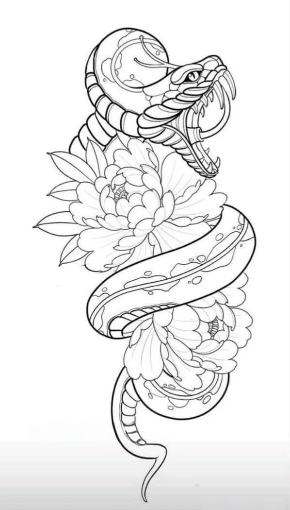 蛇纹素材手稿集:蛇花线条设计集锦