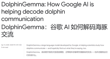 能理解海豚声音！谷歌开发全新AI模型DolphinGemma