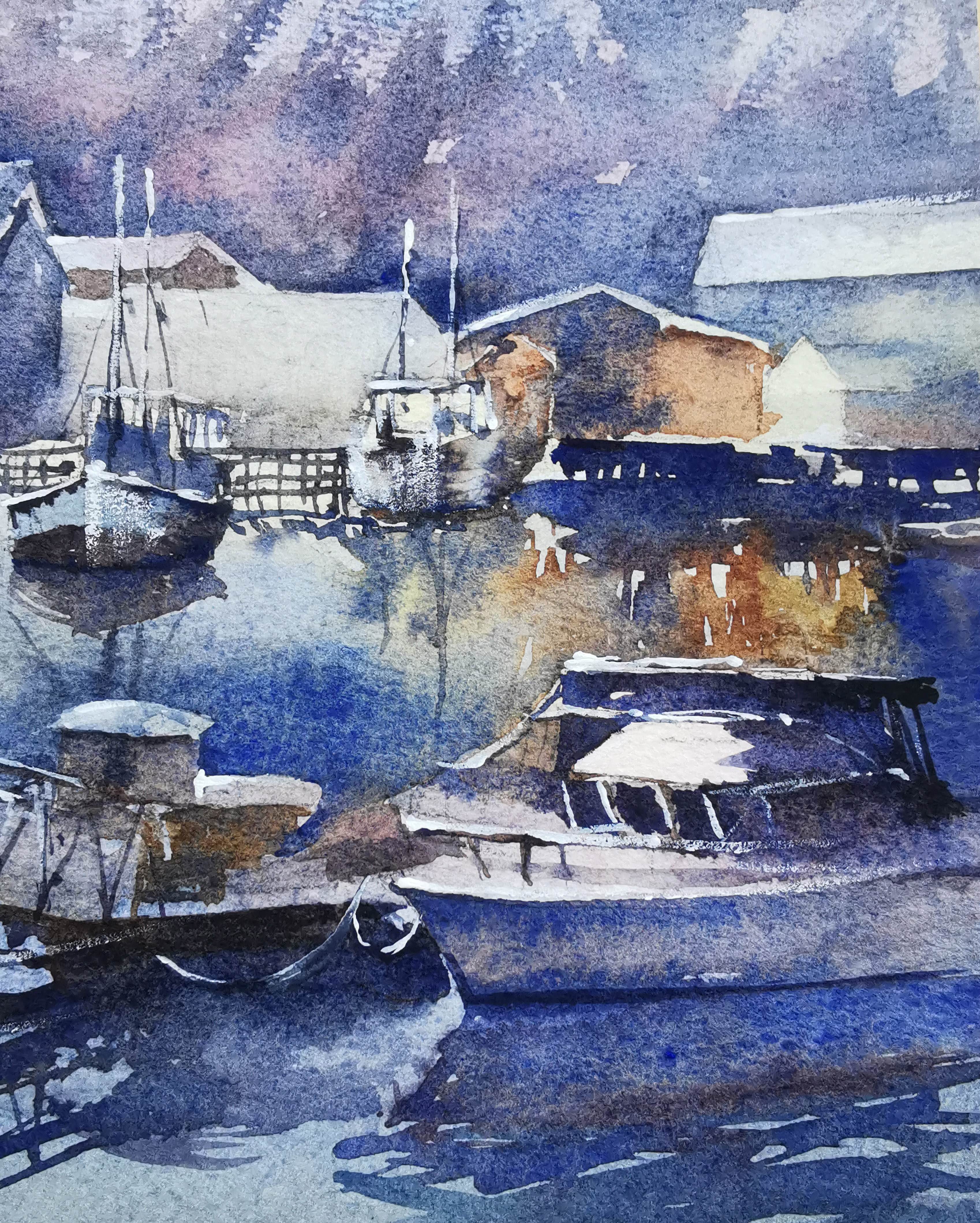 水彩绘画中倒影的基本原理和绘制方法,反影透视的规律和特点