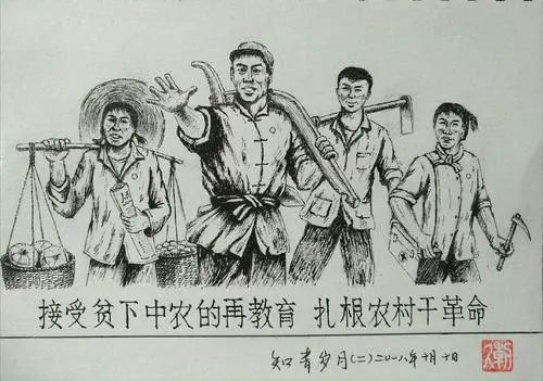 知识青年简笔画图片