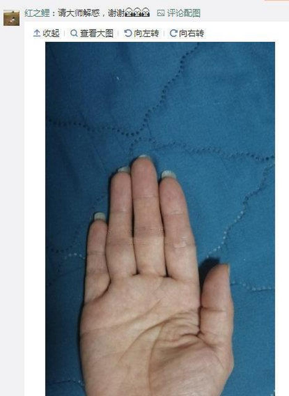 此手相无名指弯曲,个性方面对外表的美有点盲目的追求,并且自己也是有