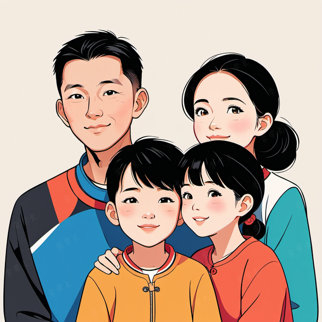 亲子头像|女双胞胎创意插画风格头像设计