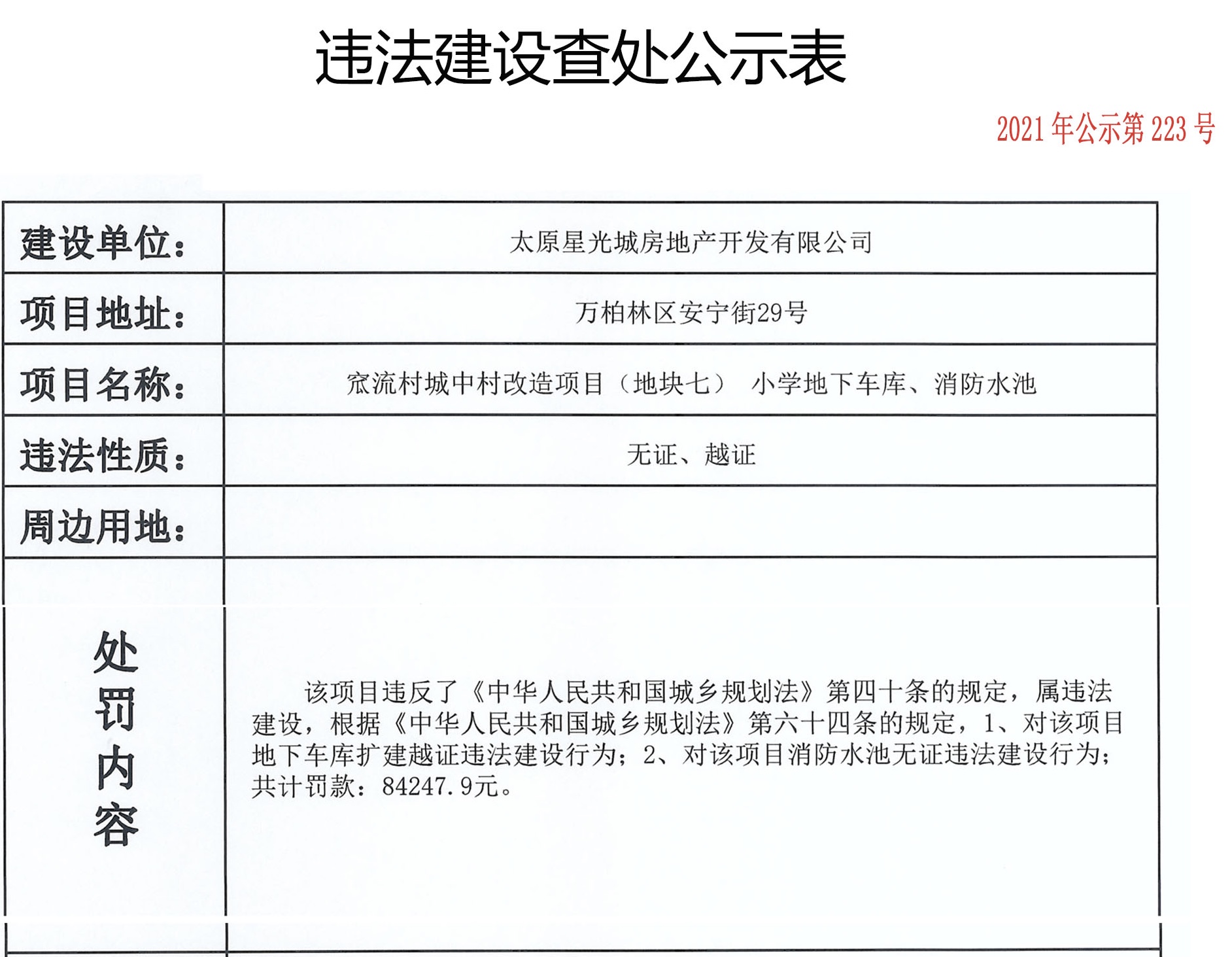 "保利""康达"等,太原违建查处新公示