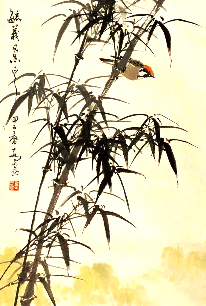 国画中的竹子与鸟儿:清风雅韵与生命灵动