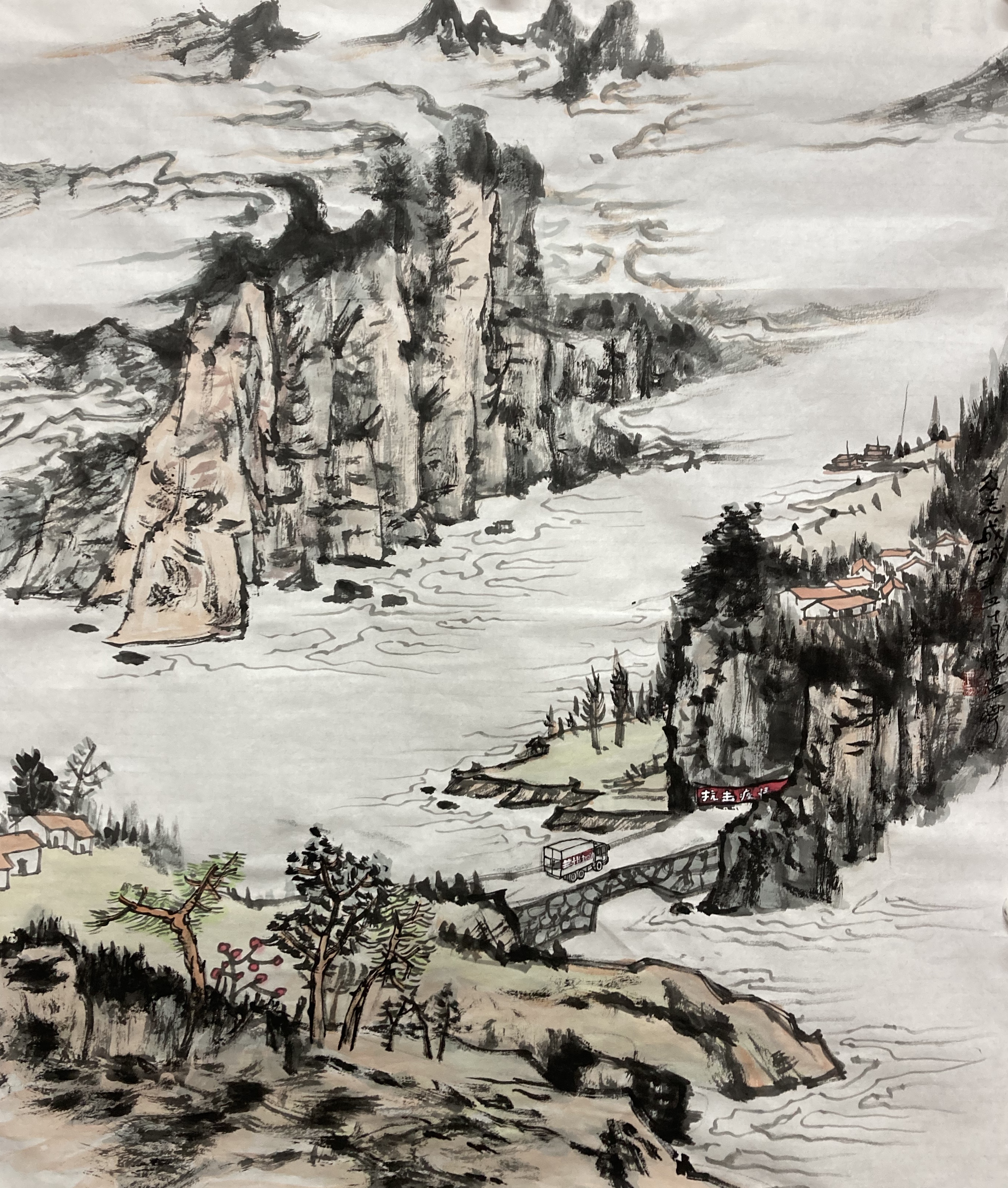 段卢云国画水墨山水画艺术作品欣赏