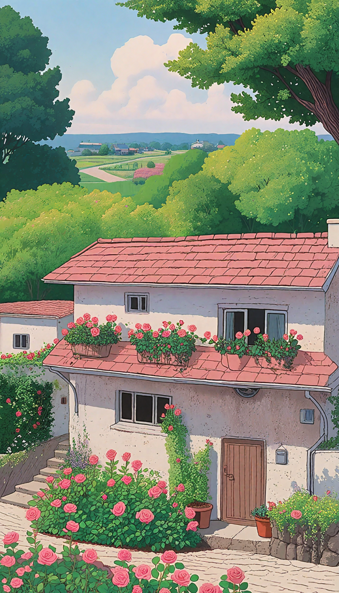 宫崎骏动画风格的秘密花园壁纸,展现自然之美与治愈力量