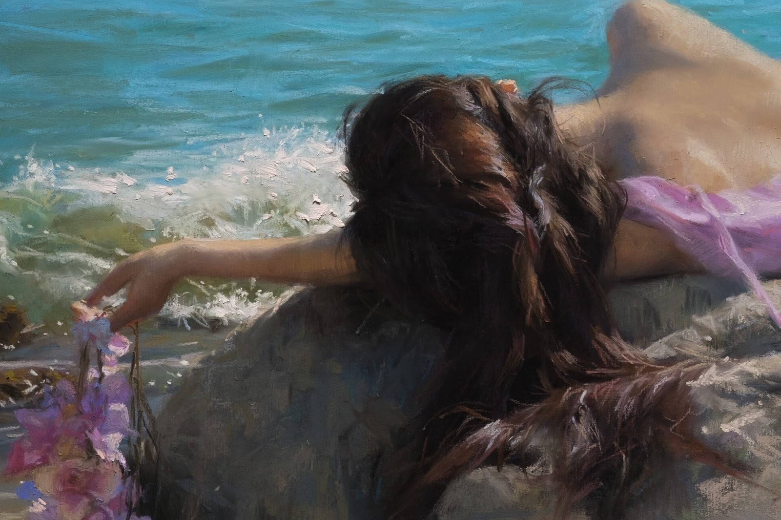 西班牙画家 维森特·罗梅罗 海边美人油画作品欣赏