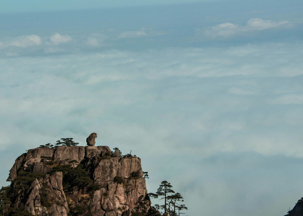 黄山奇石猴子观海图片