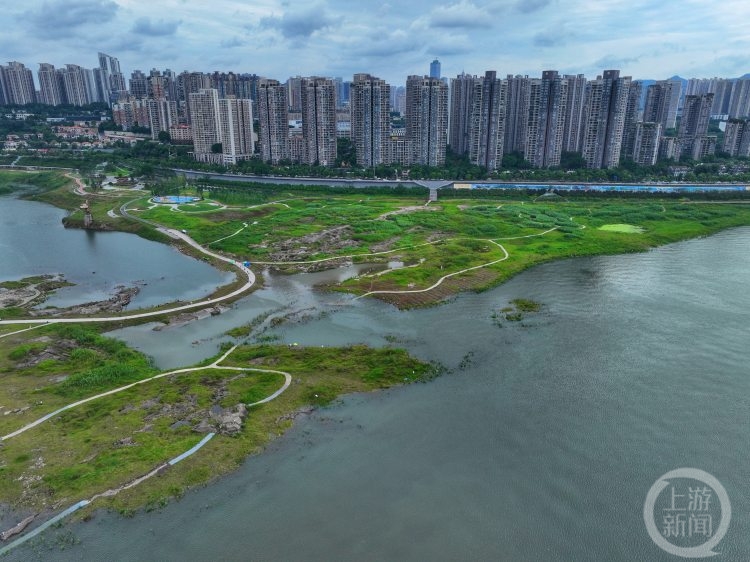 重庆雅巴洞江滩公园迎长江涨水 网红巨型石雕将暂别时日