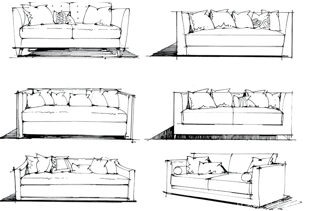 室內手繪沙發單體多角度線稿畫法解析視頻知識點彙總