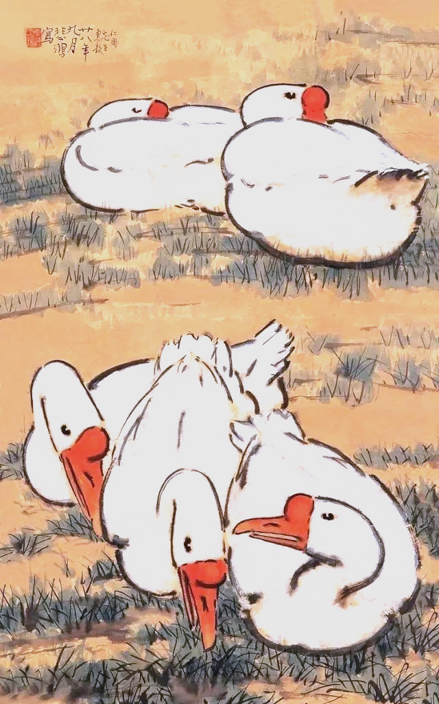 国画中的大白鹅,美不胜收!