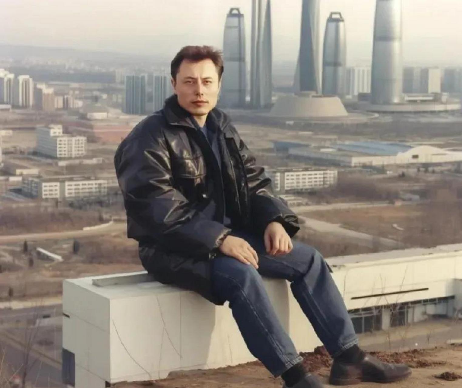 马斯克年轻的时候,在中国北京, 看起来还是很帅气的!